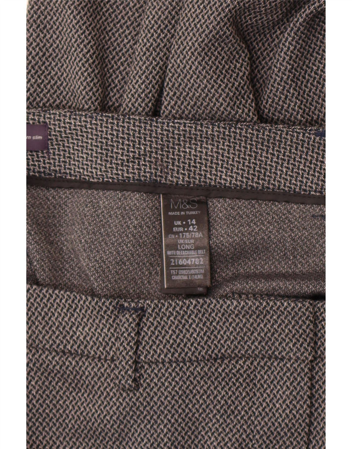 Marks & Spencer Womens Slim Suit Trousers UK 14 Large W32 L29 Grey