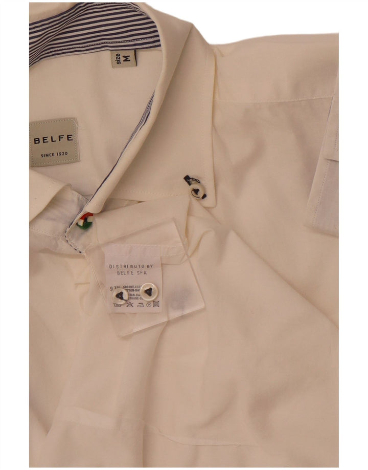 BELFE Mens Shirt Medium White Cotton