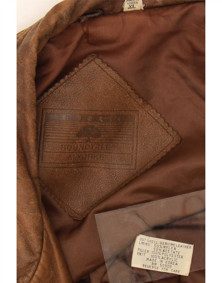 Roundtree & Yorke Mens Leather Jacket UK 42 XL Brown