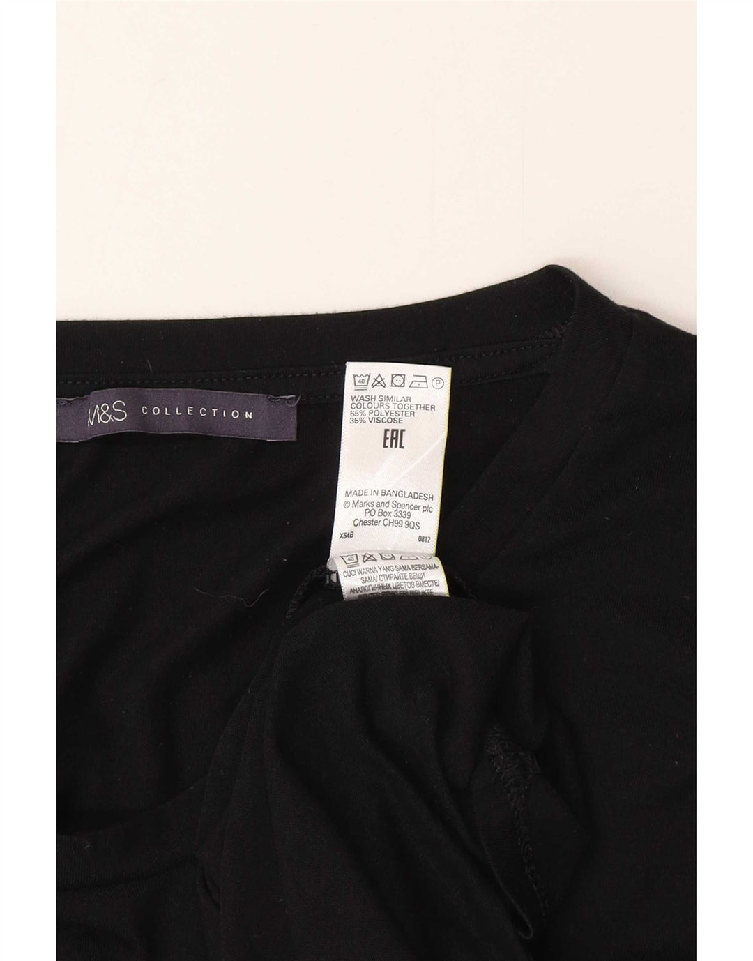 Marks & Spencer Womens Top Long Sleeve UK 10 Small Black Polyester