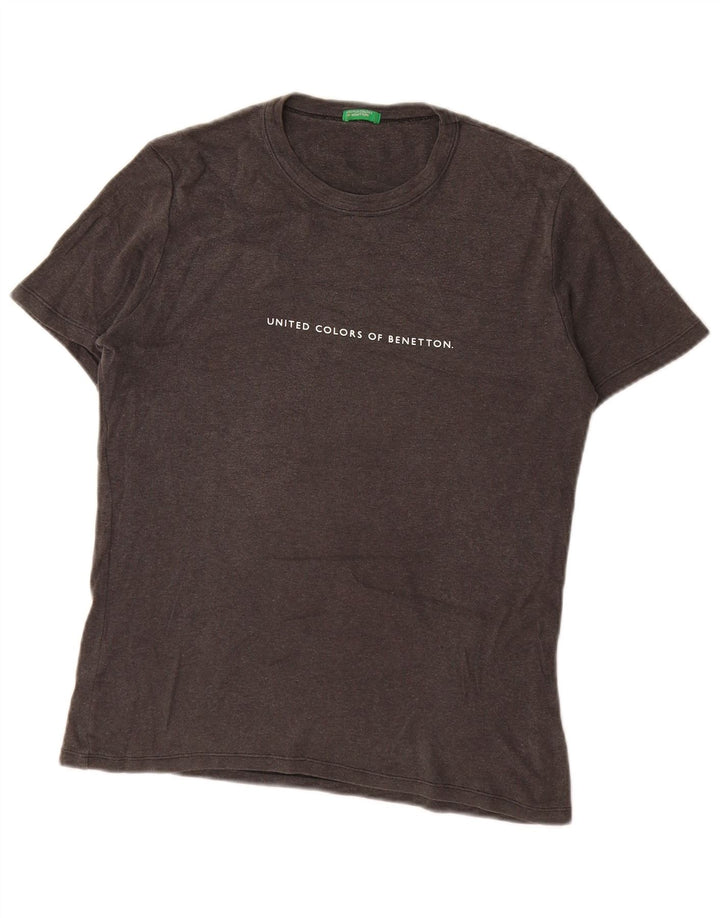 Benetton Womens Graphic T-Shirt Top UK 16 Large Grey