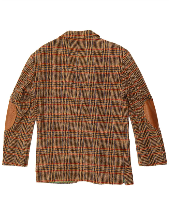 Wellington Mens Longline Blazer Jacket UK 40 Large Green Houndstooth