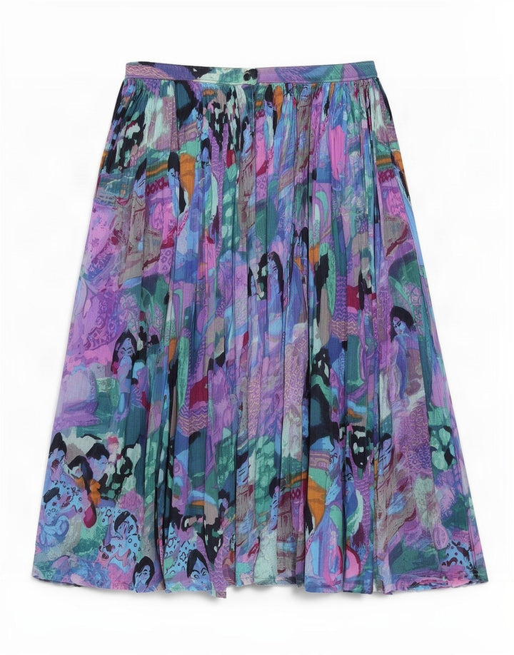 Vintage Womens Graphic Pleated Skirt Medium W30 Multicoloured Colourblock