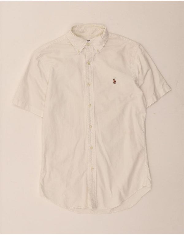 Ralph Lauren Mens Short Sleeve Slim Fit Shirt Small Off White Cotton