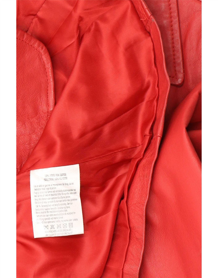 Vintage Womens 6 Button Leather Blazer Jacket IT 42 Medium Red
