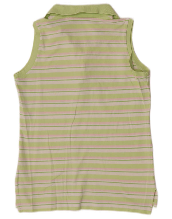 Tommy Hilfiger Womens Sleeveless Polo Shirt UK 12 Medium Green Striped