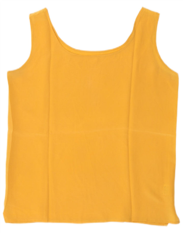 Vintage Womens Sleeveless Crop Top UK 12 Medium Yellow Silk