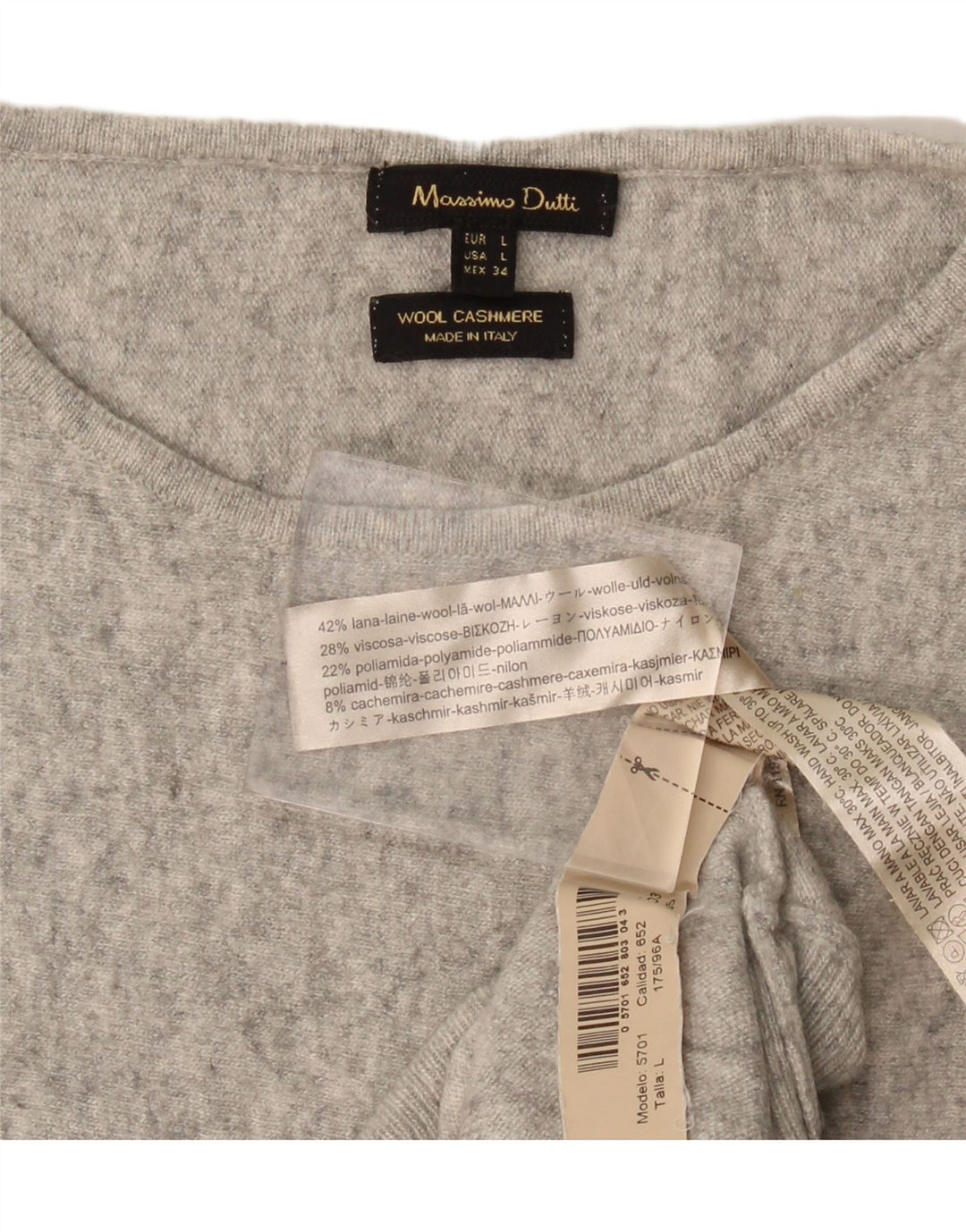 Massimo Dutti Womens Boat Neck Jumper Sweater UK 16 Large Grey Wool