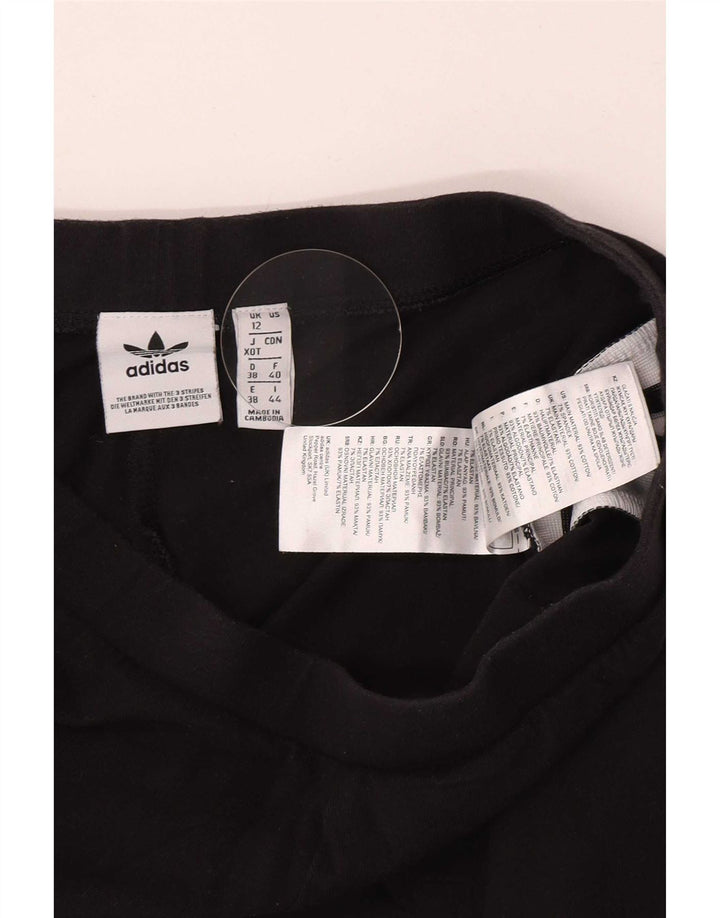 Adidas Womens Graphic Leggings UK 12 Medium Black Cotton
