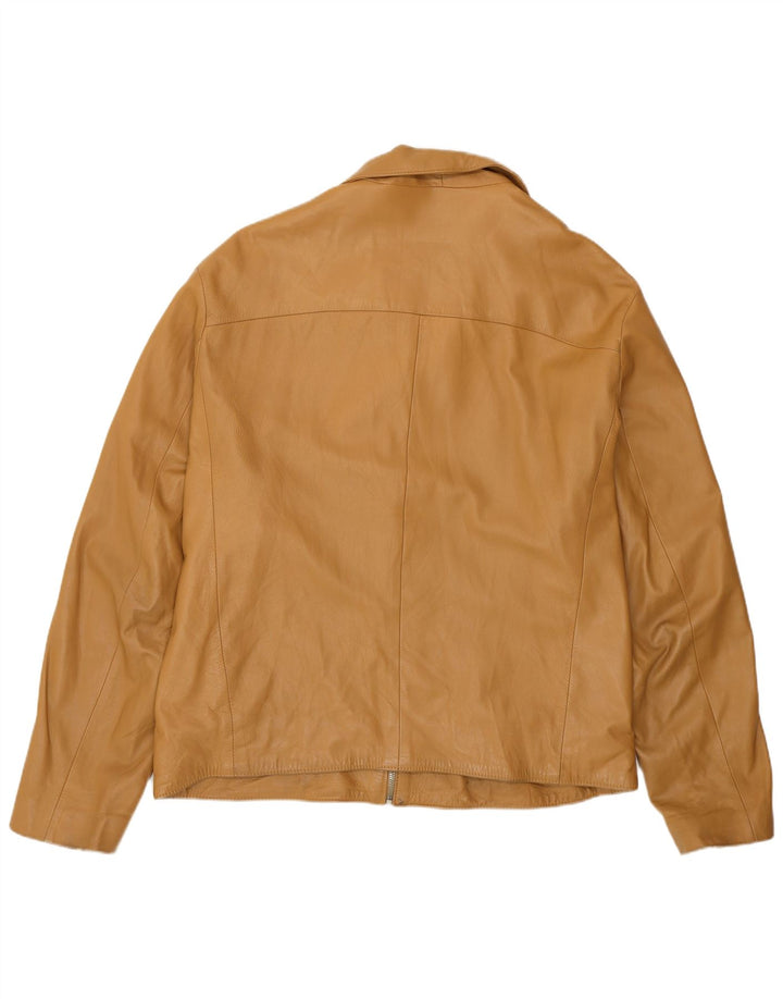 Vintage Mens Leather Jacket UK 46 3XL Beige Leather