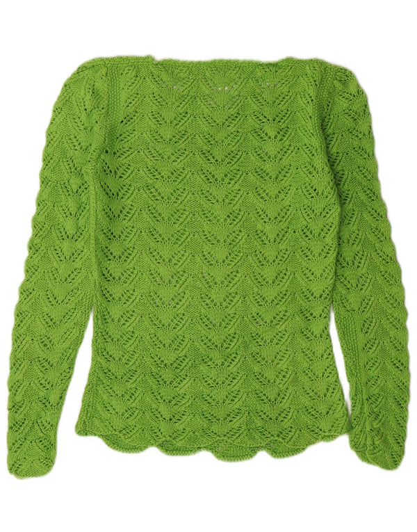 VINTAGE Womens Boat Neck Jumper Sweater UK 8 Small Green
