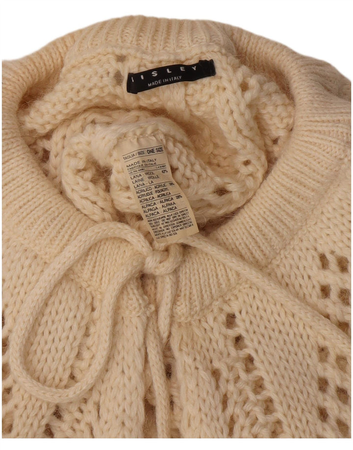 Sisley Womens Poncho Jumper One Size Off White Wool