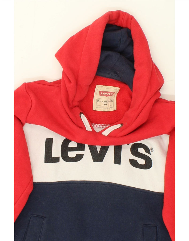 LEVI'S Boys Graphic Hoodie Jumper 9-10 Years Multicoloured Colourblock | Vintage Levi's | Thrift | Second-Hand Levi's | Used Clothing | Messina Hembry 