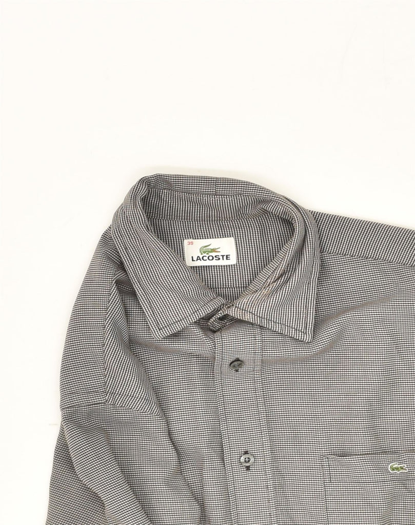 LACOSTE Mens Shirt Size 39 Small Grey Houndstooth Cotton | Vintage Lacoste | Thrift | Second-Hand Lacoste | Used Clothing | Messina Hembry 