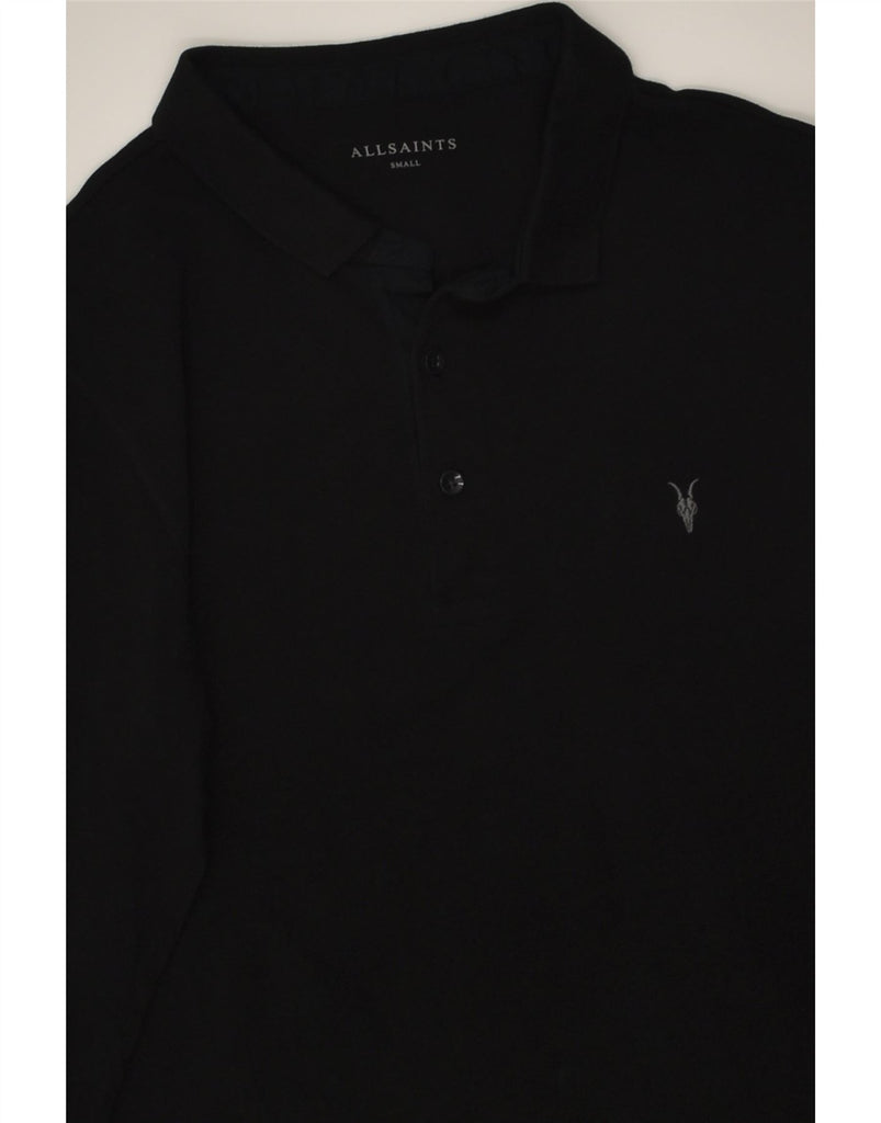 ALL SAINTS Mens Long Sleeve Polo Shirt Small Black Cotton | Vintage All Saints | Thrift | Second-Hand All Saints | Used Clothing | Messina Hembry 