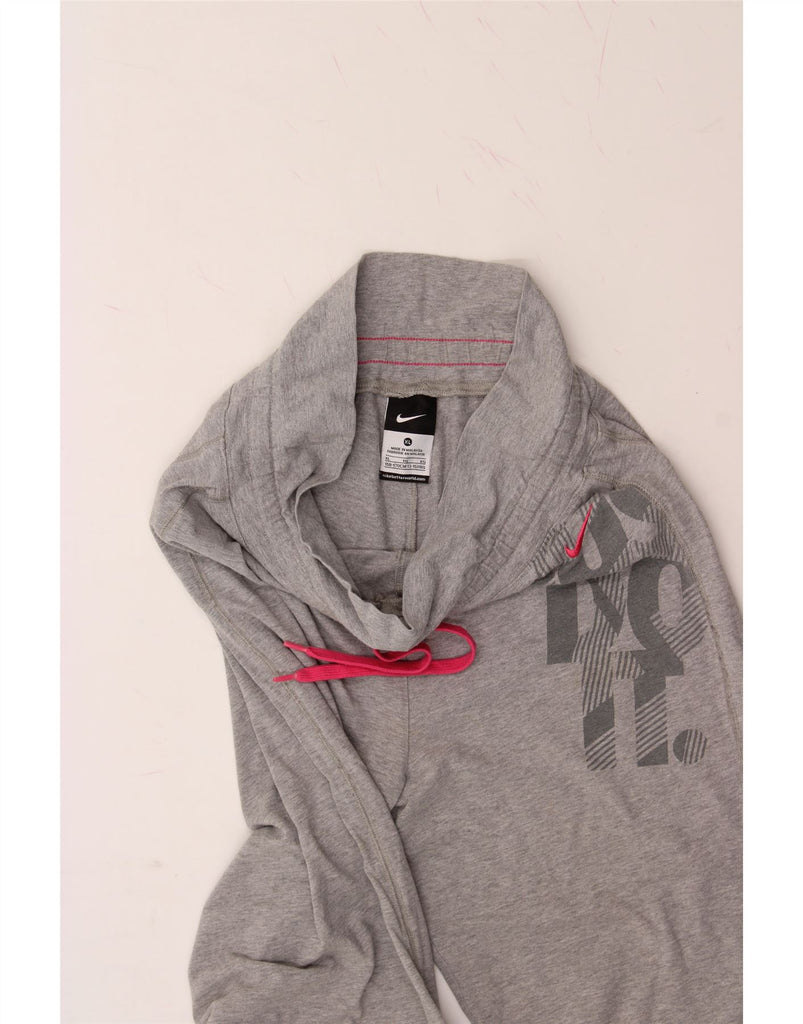 NIKE Girls Graphic Tracksuit Trousers Joggers 13-14 Years XL Grey Cotton Vintage Nike and Second-Hand Nike from Messina Hembry 