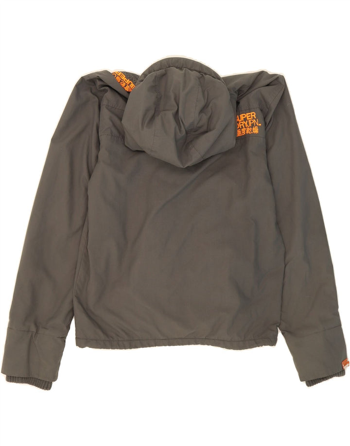 SUPERDRY Womens The Windcheater Hooded Windbreaker Jacket UK 16 Large Grey Vintage Superdry and Second-Hand Superdry from Messina Hembry 