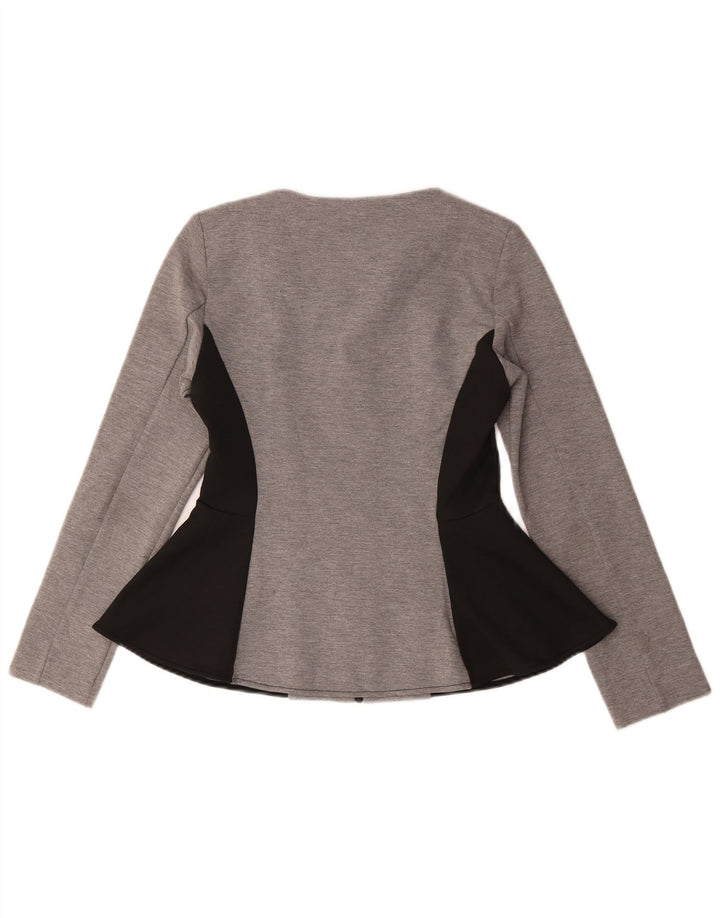 Topshop Womens Full Zip Blazer Jacket UK 10 Small Grey Colourblock