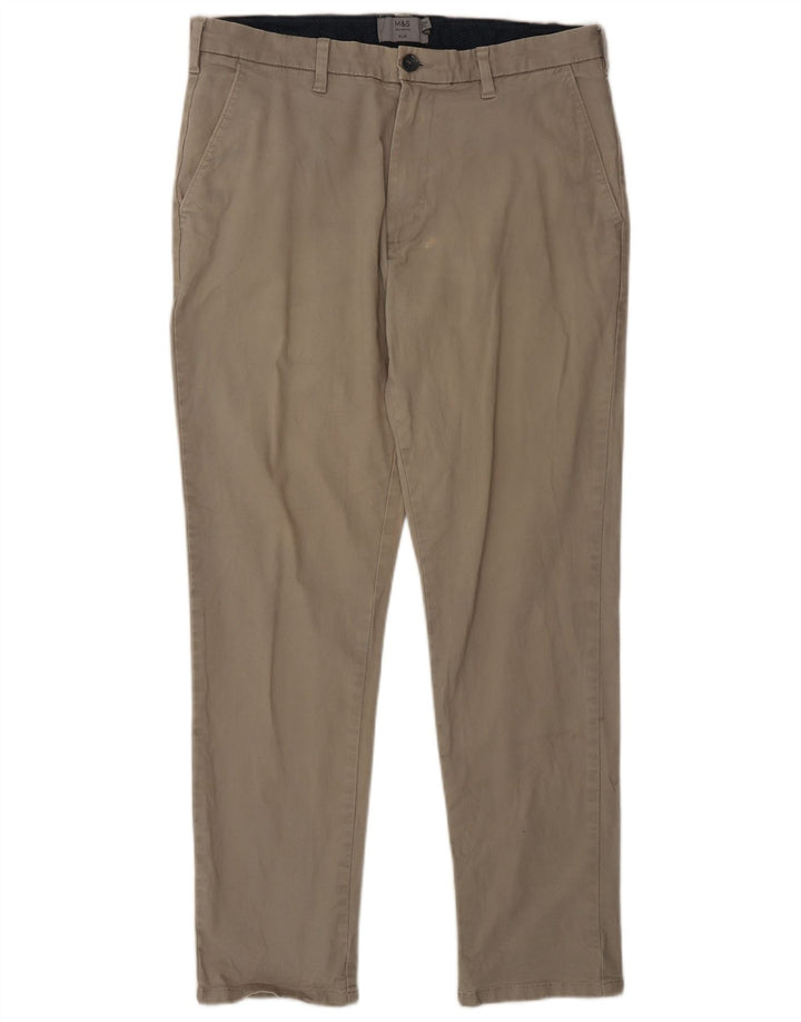 Marks & Spencer Mens Slim Chino Trousers W32 L29 Grey Cotton