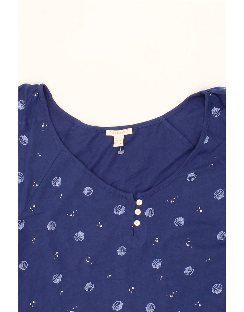 ESPRIT Womens Abstract Pattern T-Shirt Top UK 14 Medium Blue Cotton Vintage Esprit and Second-Hand Esprit from Messina Hembry 