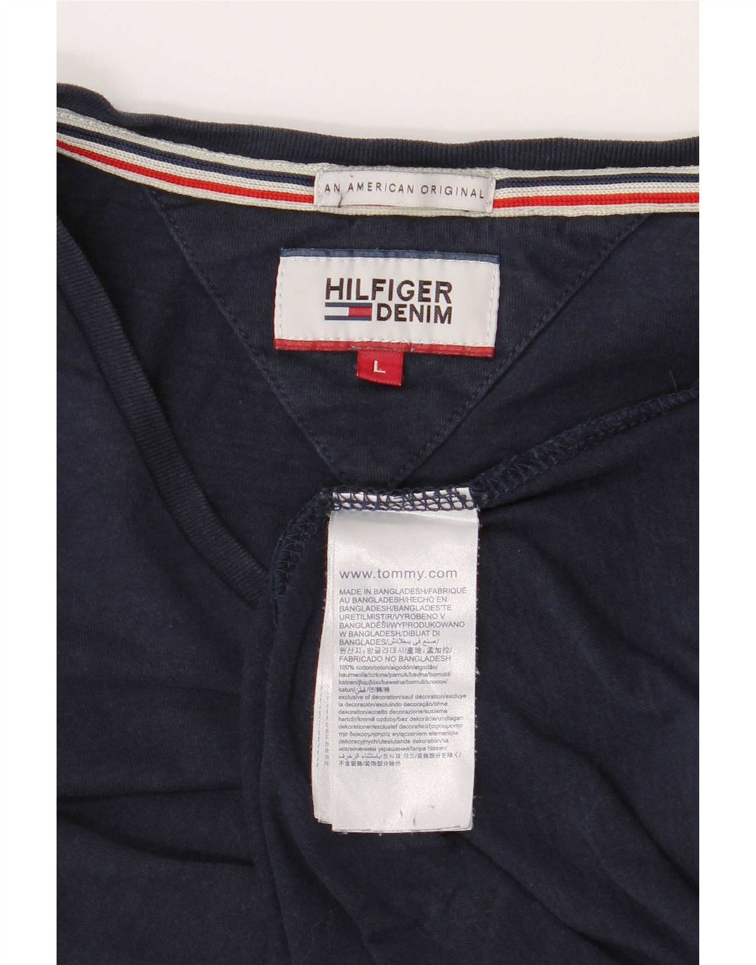 Tommy Hilfiger Mens T-Shirt Top Large Navy Blue Cotton