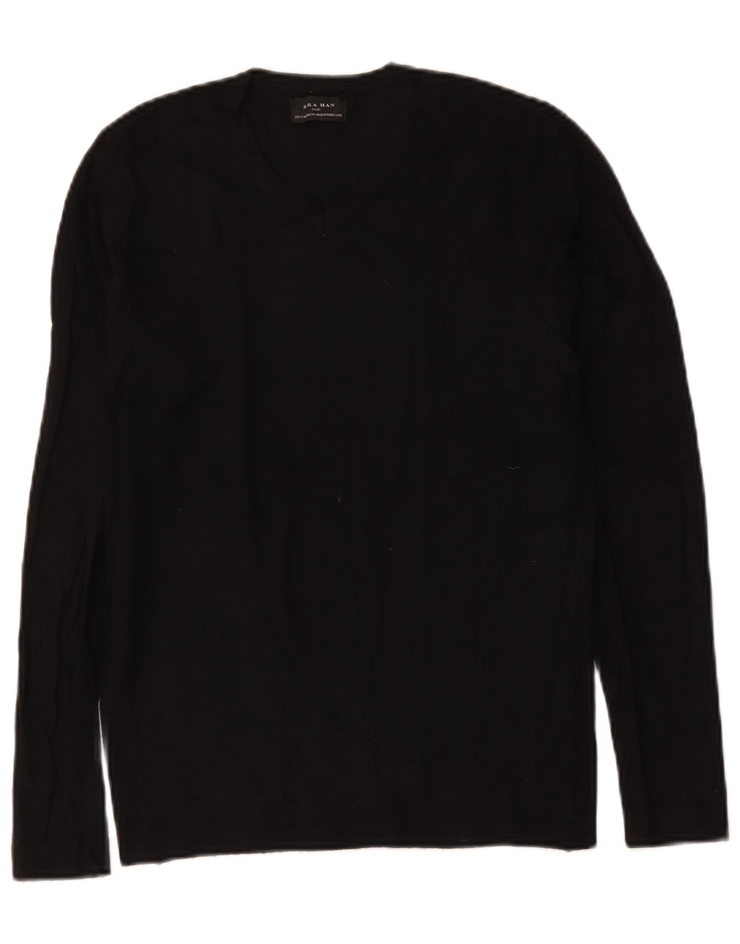 Zara Mens V-Neck Jumper Sweater Small Black