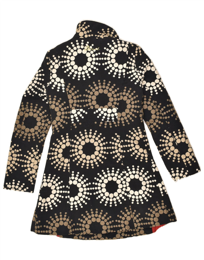 DESIGUAL Womens Overcoat EU 38 Medium Black Spotted Polyester | Vintage Desigual | Thrift | Second-Hand Desigual | Used Clothing | Messina Hembry 