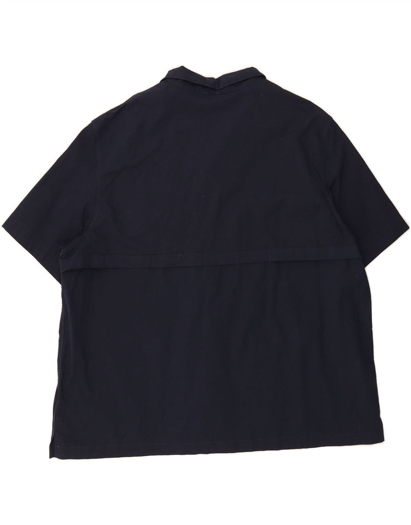 MARKS & SPENCER Mens Short Sleeve Shirt 4XL Navy Blue Cotton Vintage Marks & Spencer and Second-Hand Marks & Spencer from Messina Hembry 