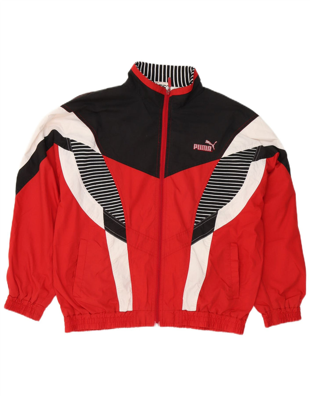 Puma Mens Tracksuit Top Jacket Medium Red Colourblock Polyester