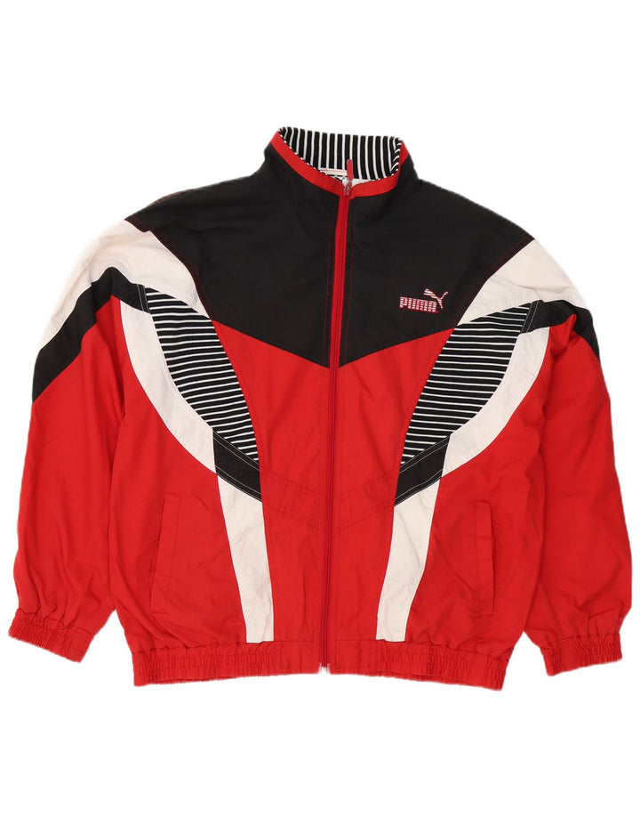 Puma Mens Tracksuit Top Jacket Medium Red Colourblock Polyester
