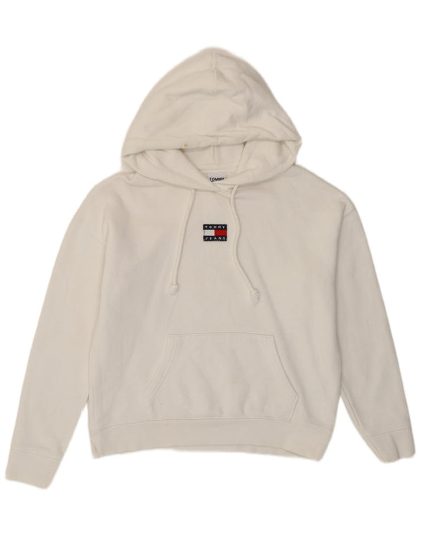 Tommy Hilfiger Womens Oversized Hoodie Jumper UK 6 XS White Cotton
