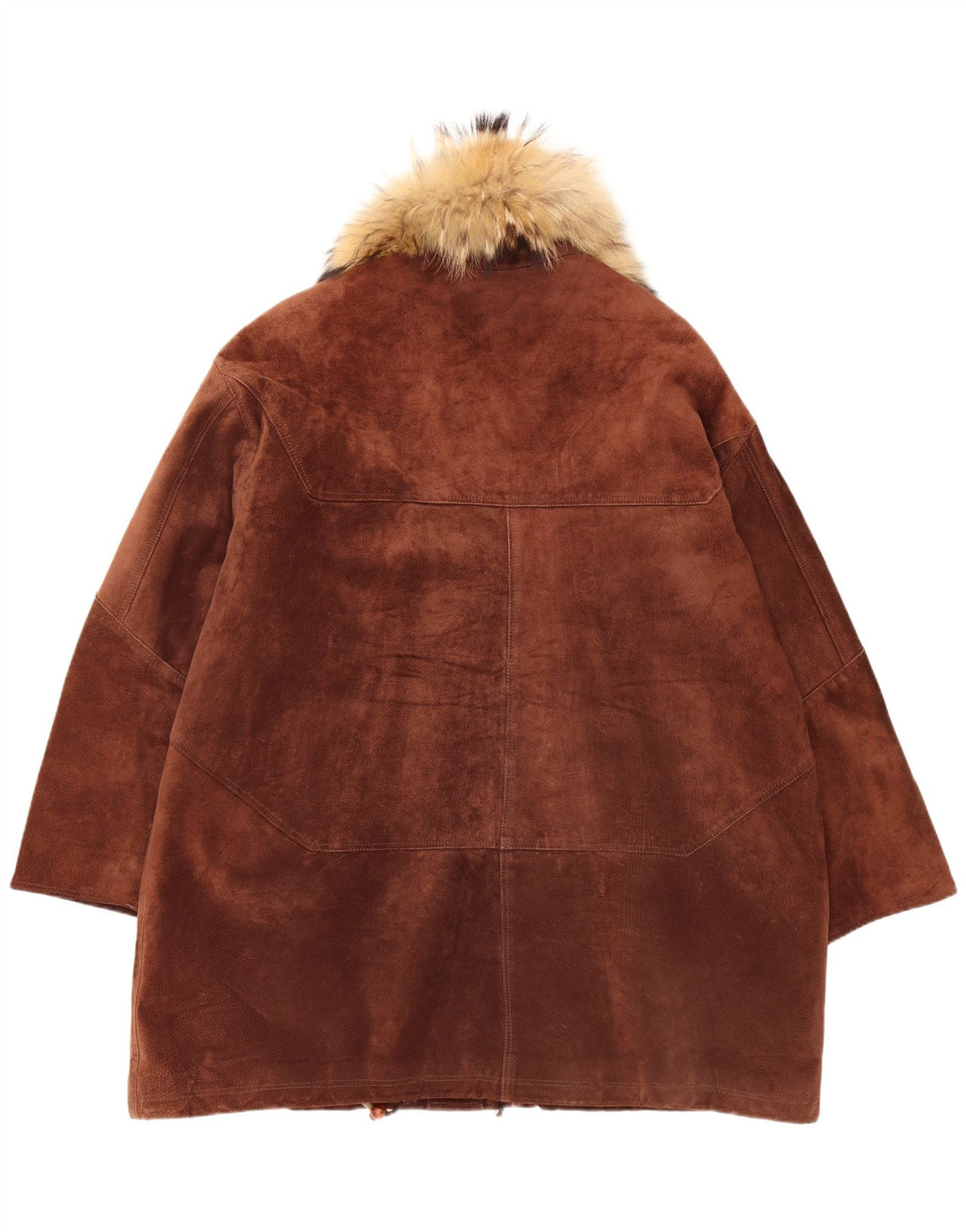 MICHEL Womens Oversized Suede Windbreaker Coat IT 48 XL Brown
