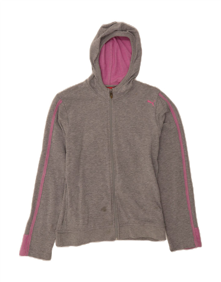 PUMA Womens Zip Hoodie Sweater UK 14 Medium Grey Vintage Puma and Second-Hand Puma from Messina Hembry 