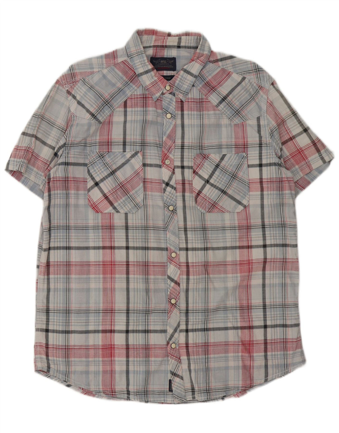 Rifle Mens Short Sleeve Shirt 2XL Blue Check Cotton