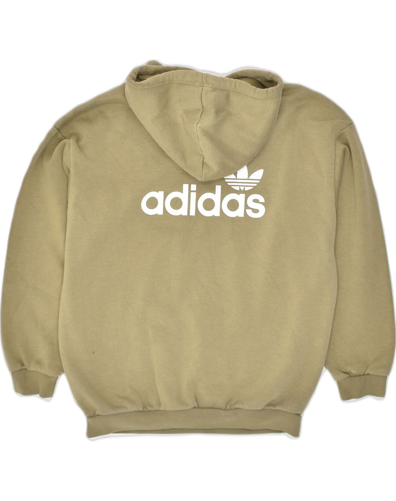 ADIDAS Womens Graphic Hoodie Jumper UK 10 Small Khaki Cotton | Vintage Adidas | Thrift | Second-Hand Adidas | Used Clothing | Messina Hembry 