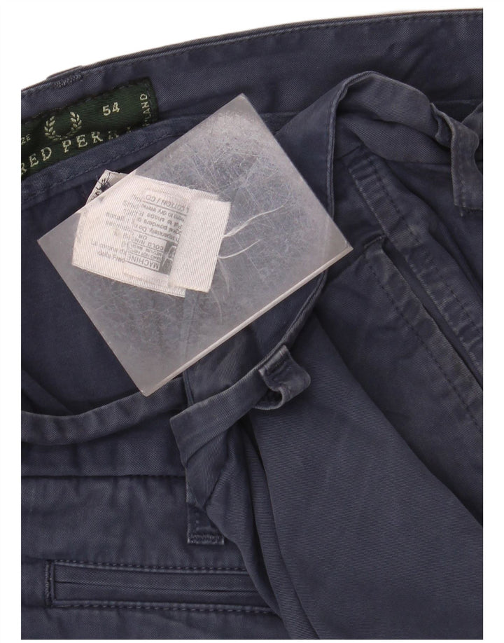 FRED PERRY Mens Chino Shorts IT 54 2XL W38 Navy Blue Cotton