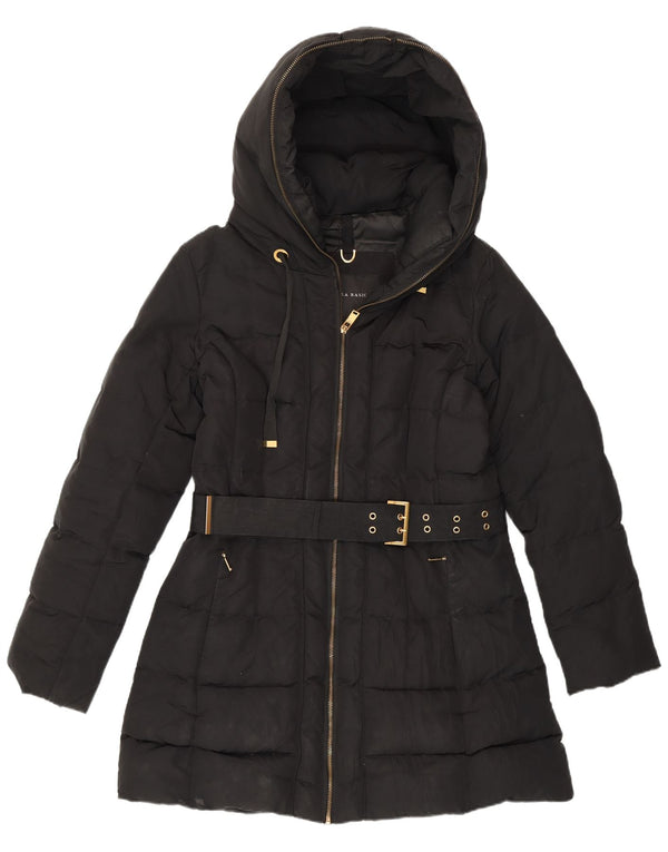 Zara Womens Hooded Padded Jacket UK 16 Large Black Polyester