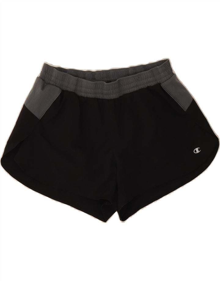 CHAMPION Womens Performance Sport Shorts UK 14 Medium Black Colourblock Vintage Champion and Second-Hand Champion from Messina Hembry 