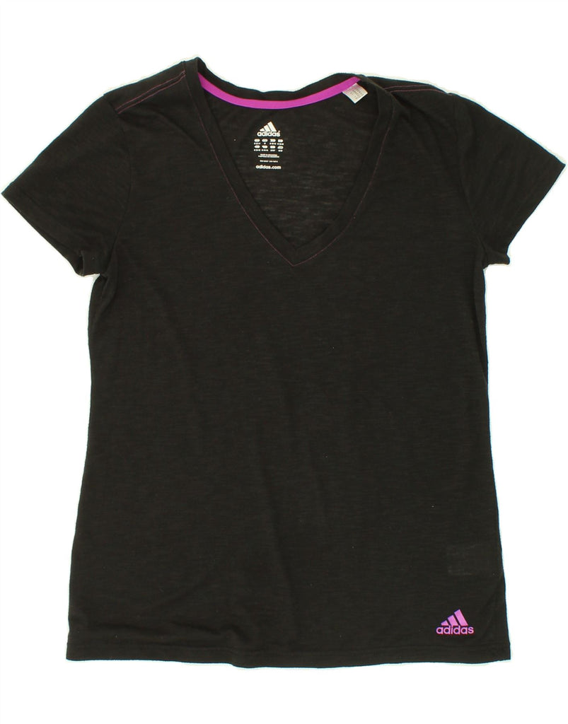 ADIDAS Womens T-Shirt Top UK 12/14 Medium Black Polyester Vintage Adidas and Second-Hand Adidas from Messina Hembry 