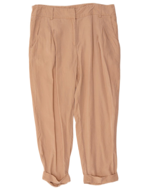 MINT VELVET Womens High Waist Cropped Trousers UK 14 Large W34 L24 Beige