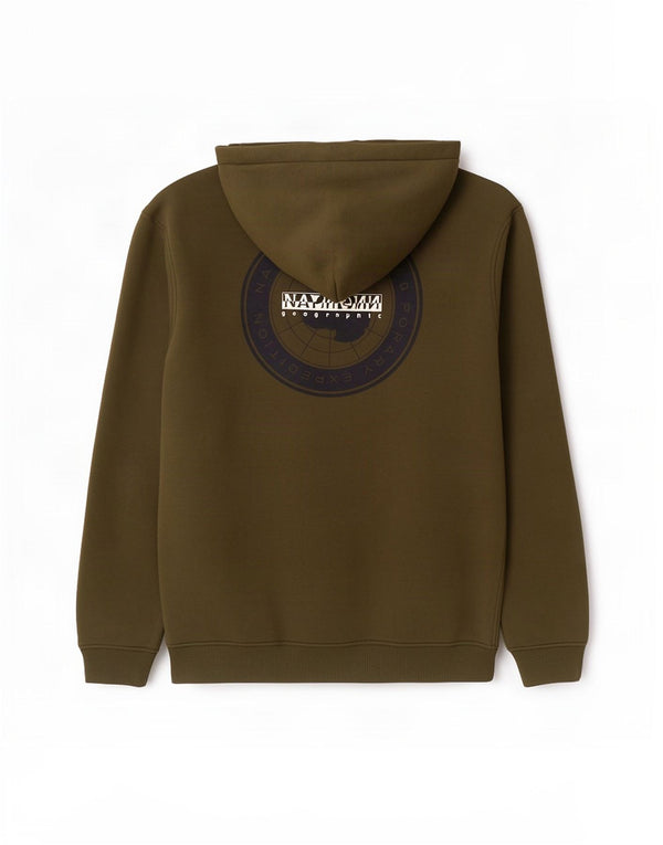 Napapijri Mens Geographic Graphic Hoodie Jumper Medium Khaki Cotton