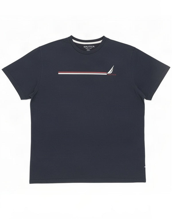 Nautica Mens T-Shirt Top 2XL Navy Blue Cotton