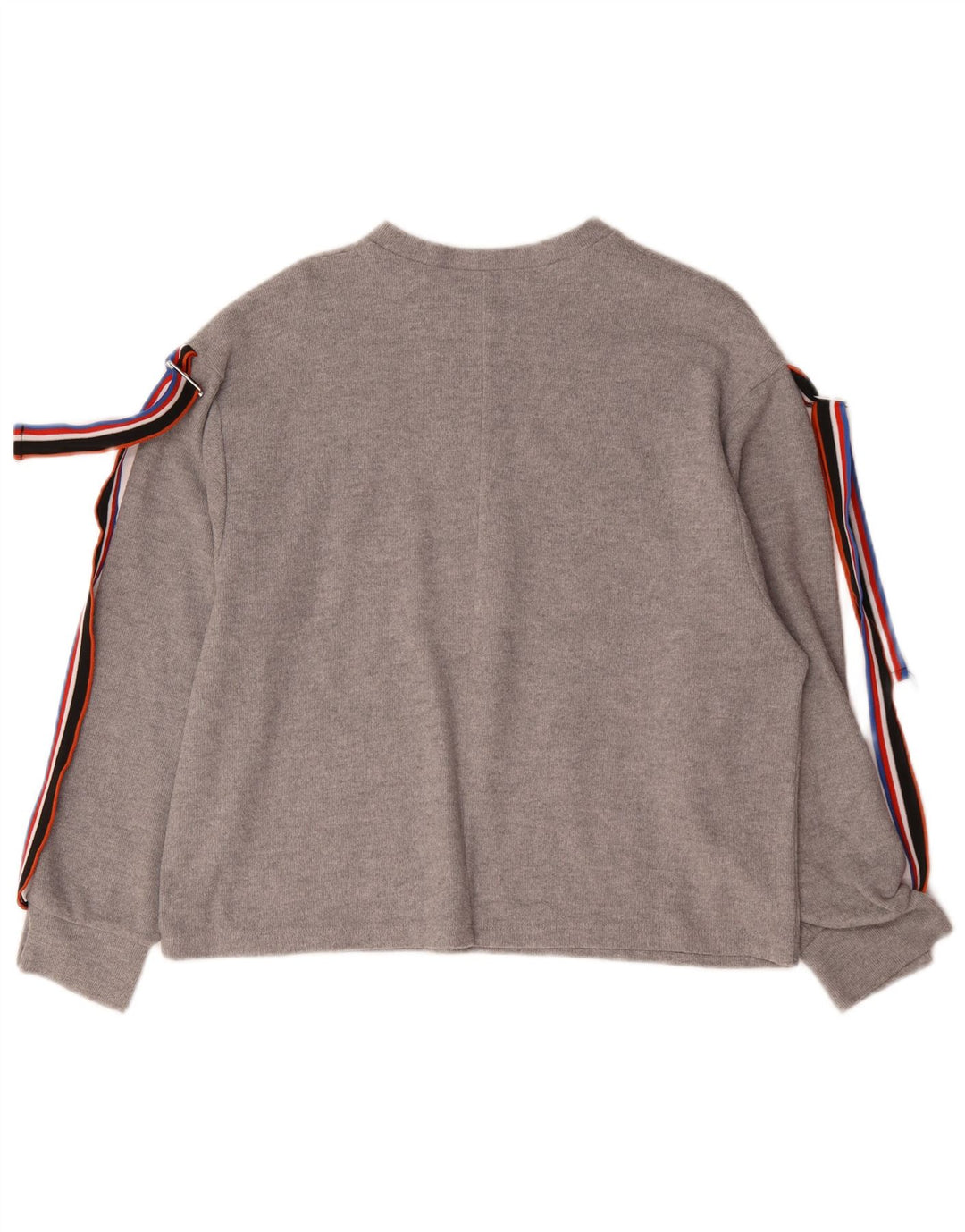 Zara Womens Top Long Sleeve UK 14 Medium Grey Polyester
