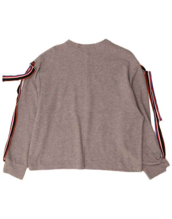 Zara Womens Top Long Sleeve UK 14 Medium Grey Polyester
