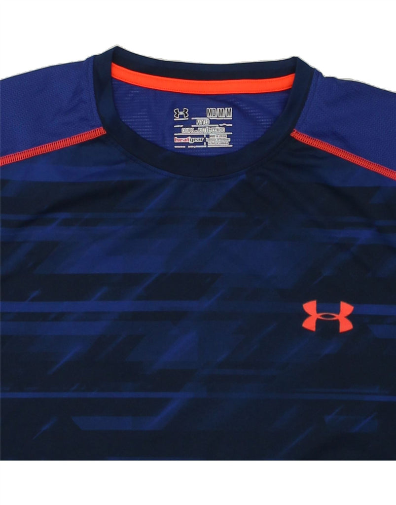 UNDER ARMOUR Mens Heat Gear Top Long Sleeve Medium Navy Blue Geometric | Vintage Under Armour | Thrift | Second-Hand Under Armour | Used Clothing | Messina Hembry 