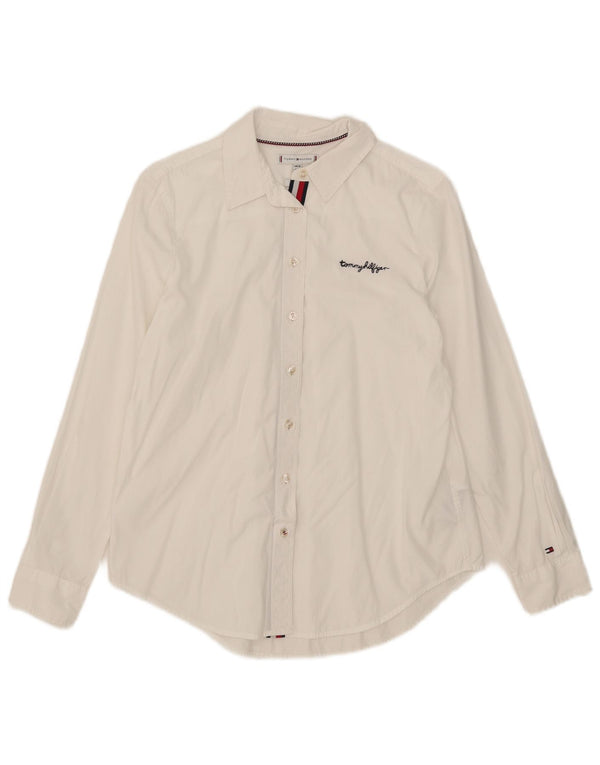 Tommy Hilfiger Womens Relaxed Fit Shirt UK 10 Small  White Cotton