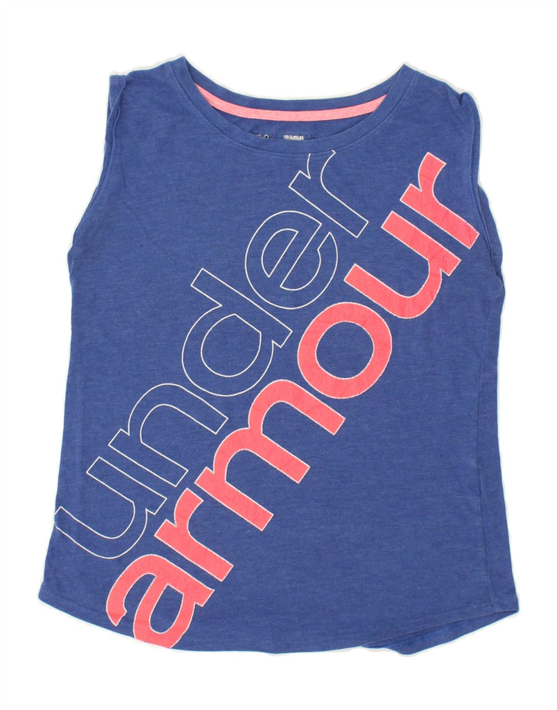 UNDER ARMOUR Girls Heat Gear Graphic Vest Top 11-12 Years Blue | Vintage Under Armour | Thrift | Second-Hand Under Armour | Used Clothing | Messina Hembry 