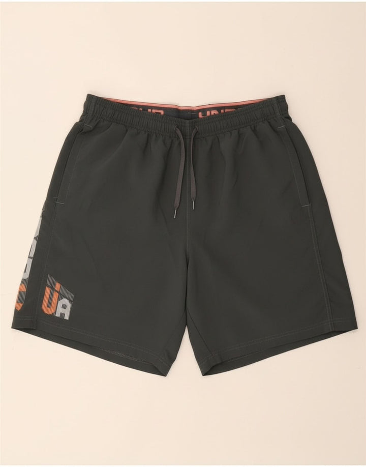 Under Armour Mens Heat Gear Graphic Sport Shorts Large  Grey Polyester