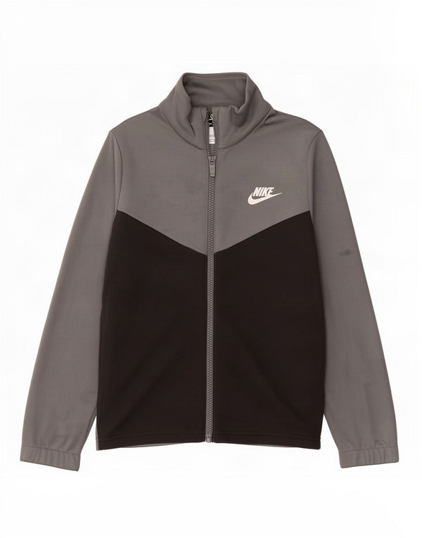 Nike Boys Graphic Tracksuit Top Jacket 8-9 Years Small Grey Colourblock