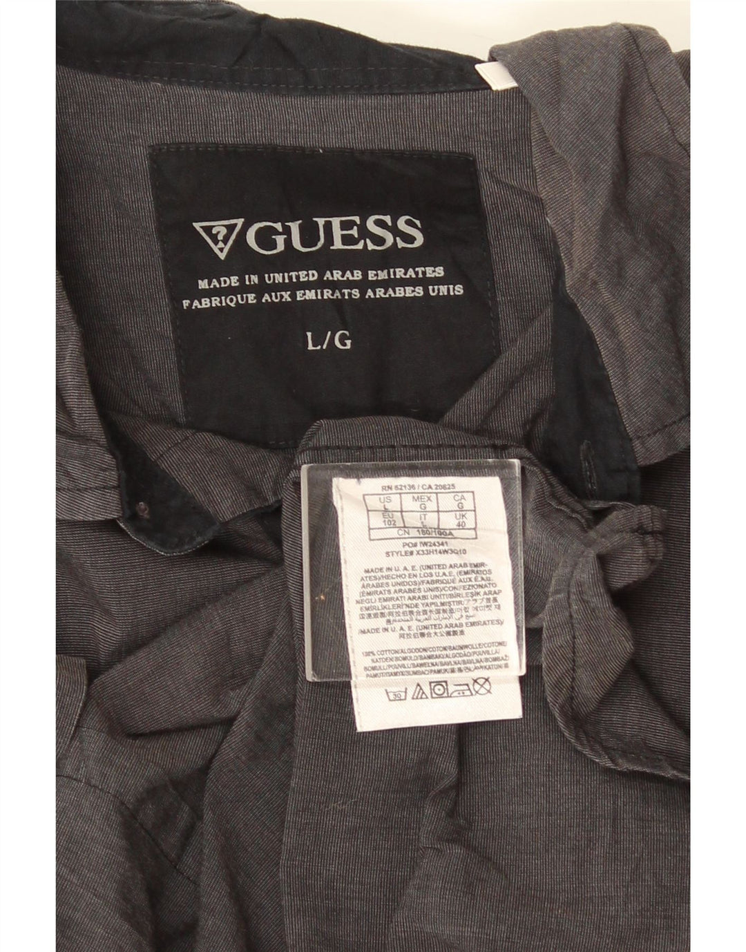 Guess Mens Short Sleeve Shirt Large Grey Cotton